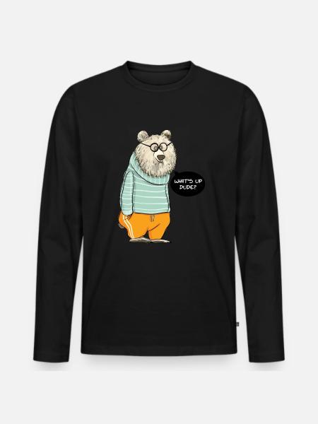 Dude Bear - Men's Premium Organic Long Sleeve Shirt - black