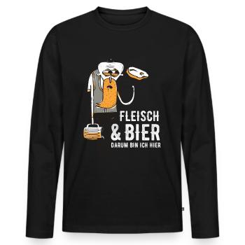 Fleisch Bier Steak Grillen - Männer Premium Bio Langarmshirt - Schwarz - Vorne - Nico (187cm)