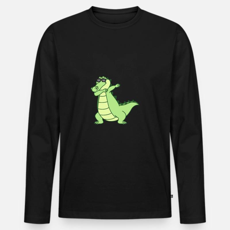 Crocodile Dabbing Dab Dance Geschenk - Männer Premium Bio Langarmshirt - Schwarz