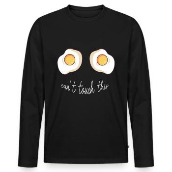 Breasts - Do not touch - Men's Premium Organic Long Sleeve Shirt - black - Front - Nico (187cm)