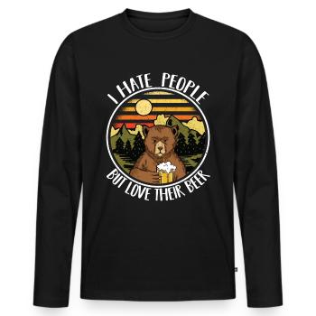 Camping Drôle de sort Camper cadeau bière ours - T-shirt manches longues Premium bio Homme - noir - Devant - Nico (187cm)