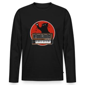 Analog Synthesizer Cat Retro Japan Synths Gift - Men's Premium Organic Long Sleeve Shirt - black - Front - Nico (187cm)