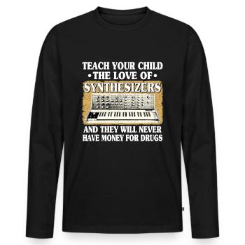 Funny Analog Synthesizer Quote Synths Modular ADSR - Men's Premium Organic Long Sleeve Shirt - black - Front - Nico (187cm)