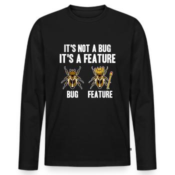 Bug & Feature Funny Programmer Coder Nerd Gift - Men's Premium Organic Long Sleeve Shirt - black - Front - Nico (187cm)