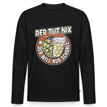 Pfälzer Weinschorle Schorle Lustig Geschenk Pälzer - Männer Premium Bio Langarmshirt - Schwarz - Vorne - Nico (187cm)