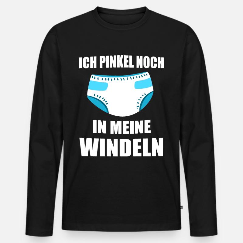 ABDL Windel Diaper Geschenk - Männer Premium Bio Langarmshirt - Schwarz