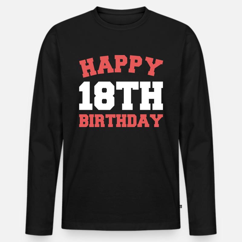 Happy 18th Birthday - Männer Premium Bio Langarmshirt - Schwarz