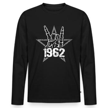 Né en 1962 Metal osseux osseux Pentagramme - T-shirt manches longues Premium bio Homme - noir - Devant - Nico (187cm)