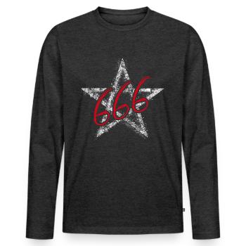 Pentagramme 666 - T-shirt manches longues Premium bio Homme - anthracite chiné - Devant - Nico (187cm)