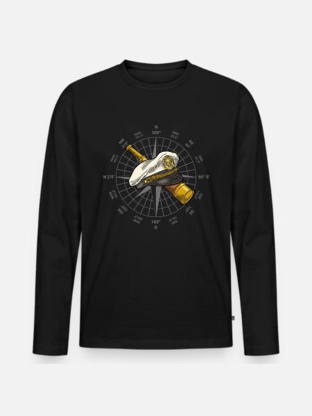 Compass captain's cap telescope - Men's Premium Organic Long Sleeve Shirt - black
