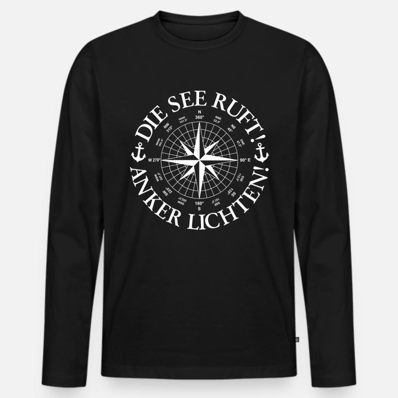 Die See ruft - Männer Premium Bio Langarmshirt - Schwarz
