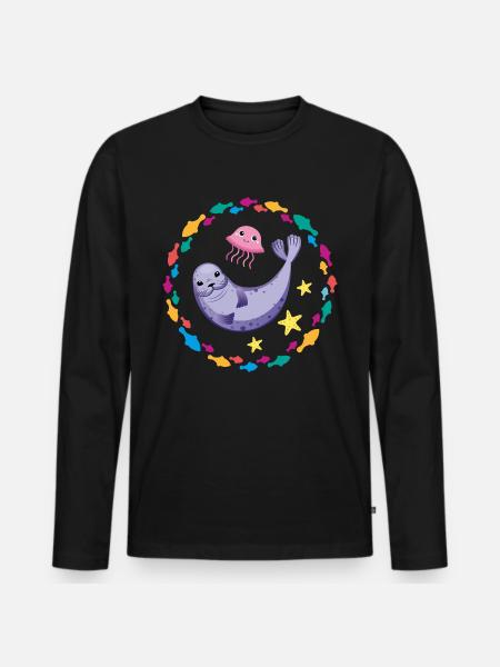 Funny seal funny seal - Men's Premium Organic Long Sleeve Shirt - black