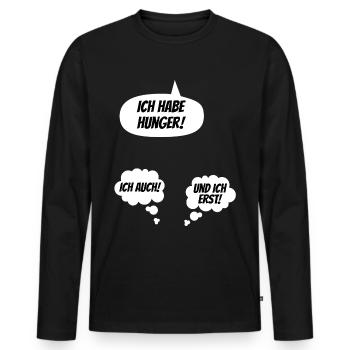 Ich habe Hunger Lustige Schwangerschaft Verkünden - Männer Premium Bio Langarmshirt - Schwarz - Vorne - Nico (187cm)