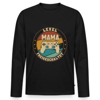 Mama Level Loading 2021 Schwangerschaft Verkünden - Männer Premium Bio Langarmshirt - Schwarz - Vorne - Nico (187cm)