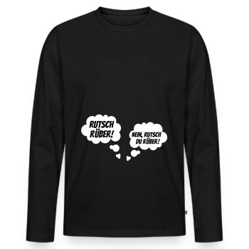 Lustige Sprechblase Schwangerschaft Verkünden - Männer Premium Bio Langarmshirt - Schwarz - Vorne - Nico (187cm)
