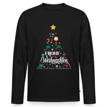 Weihnachten Überraschung Schwangerschaft - Männer Premium Bio Langarmshirt - Schwarz - Vorne - Nico (187cm)