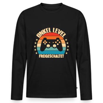 Onkel Level Loading Schwangerschaft Verkünden - Männer Premium Bio Langarmshirt - Schwarz - Vorne - Nico (187cm)