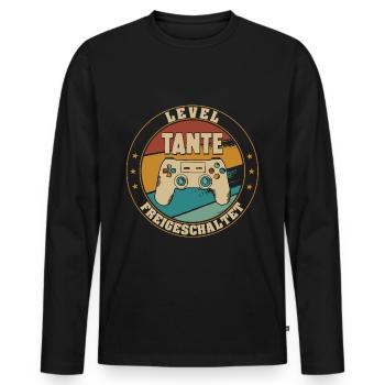 Tante Level Loading 2022 Schwangerschaft - Männer Premium Bio Langarmshirt - Schwarz - Vorne - Nico (187cm)