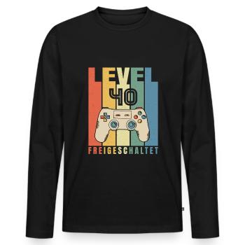 Level 40 Geburtstag Gamer Lustiges - Männer Premium Bio Langarmshirt - Schwarz - Vorne - Nico (187cm)
