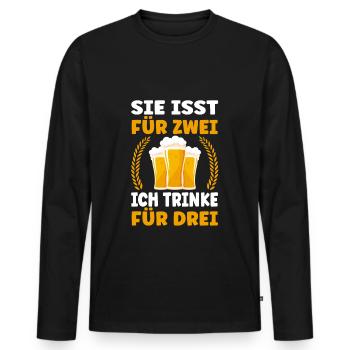 Lustige Schwangerschaft Verkünden Großeltern Papa - Männer Premium Bio Langarmshirt - Schwarz - Vorne - Nico (187cm)