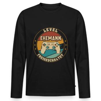 Level Ehemann Freigeschaltet Bräutigam - Männer Premium Bio Langarmshirt - Schwarz - Vorne - Nico (187cm)