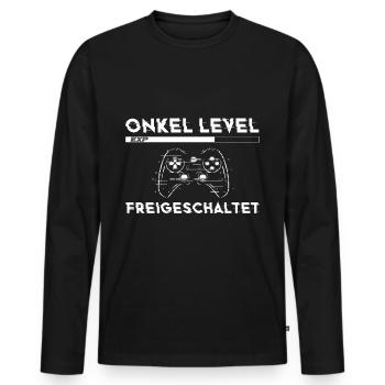 Onkel Level Loading Schwangerschaft Verkünden - Männer Premium Bio Langarmshirt - Schwarz - Vorne - Nico (187cm)
