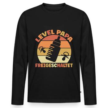 Papa Level Freigeschaltet Schwangerschaft - Männer Premium Bio Langarmshirt - Schwarz - Vorne - Nico (187cm)