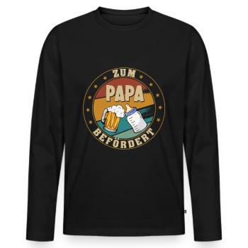 Zum Papa befördert - Lustige Schwangerschaft - Männer Premium Bio Langarmshirt - Schwarz - Vorne - Nico (187cm)