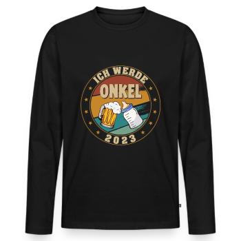 Ich werde Onkel 2023 Lustige Schwangerschaft - Männer Premium Bio Langarmshirt - Schwarz - Vorne - Nico (187cm)