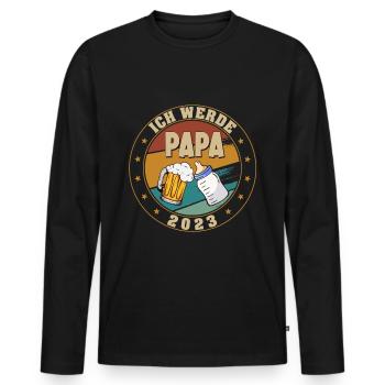 Ich werde Papa 2023 Lustige Schwangerschaft - Männer Premium Bio Langarmshirt - Schwarz - Vorne - Nico (187cm)