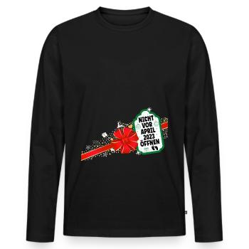 Weihnachten Schwangerschaft Verkünden Ideen April - Männer Premium Bio Langarmshirt - Schwarz - Vorne - Nico (187cm)