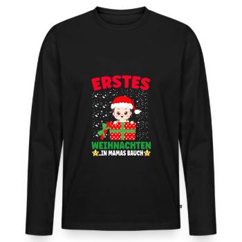 Erstes Weihnachten in Mamas Bauch Weihnachten - Männer Premium Bio Langarmshirt - Schwarz - Vorne - Nico (187cm)