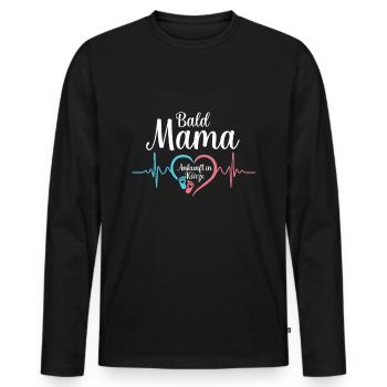 Soon Mama - Announce Funny Pregnancy - Men's Premium Organic Long Sleeve Shirt - black - Front - Nico (187cm)