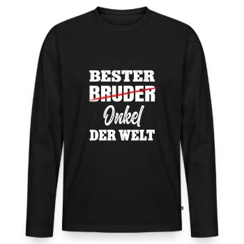 Bester Bruder Onkel - Schwangerschaft Verkünden - Männer Premium Bio Langarmshirt - Schwarz - Vorne - Nico (187cm)