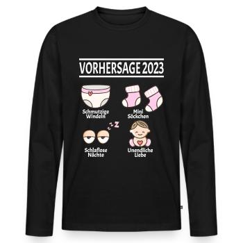 Werdende Eltern Vorhersage 2023 Schwanger für - Männer Premium Bio Langarmshirt - Schwarz - Vorne - Nico (187cm)