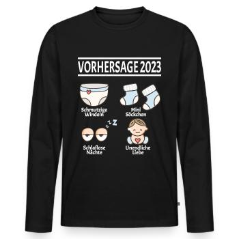 Werdende Eltern Vorhersage 2023 Schwanger für - Männer Premium Bio Langarmshirt - Schwarz - Vorne - Nico (187cm)