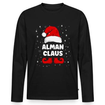 Alman Claus Christmas Outfit Family Partner Look - Men's Premium Organic Long Sleeve Shirt - black - Front - Nico (187cm)