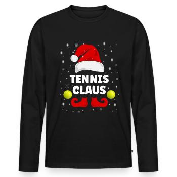 Tennis Claus Noël Tenue Famille Partenaire Look - T-shirt manches longues Premium bio Homme - noir - Devant - Nico (187cm)