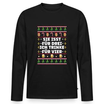 Lustige Zwillinge Schwangerschaft verkünden - Männer Premium Bio Langarmshirt - Schwarz - Vorne - Nico (187cm)