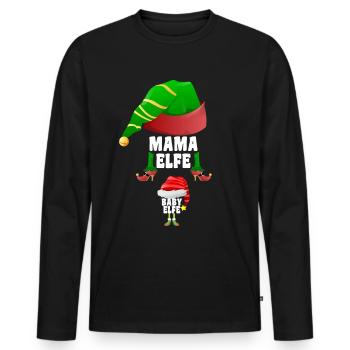 Baby & Mama Elfe Schwangerschaft Verkünden - Männer Premium Bio Langarmshirt - Schwarz - Vorne - Nico (187cm)