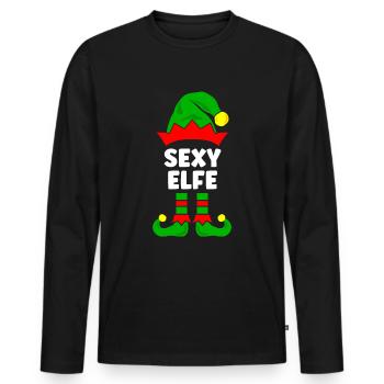 Sexy Elf Weihnachtsoutfit Familie Partnerlook - Männer Premium Bio Langarmshirt - Schwarz - Vorne - Nico (187cm)