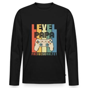 Schwangerschaft Verkünden Papa Baby Großeltern - Männer Premium Bio Langarmshirt - Schwarz - Vorne - Nico (187cm)