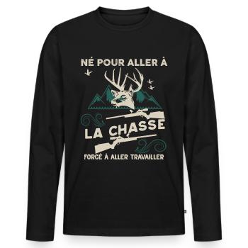 Je Prèfere la Chasse Cadeau Drôle Homme Chasseur - T-shirt manches longues Premium bio Homme - noir - Devant - Nico (187cm)
