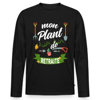 Mon plant de retraite Plan de Retraite - T-shirt manches longues Premium bio Homme - noir - Devant - Nico (187cm)