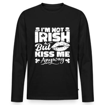 I'm Not Irish But Kiss Me Anyway St. Patrick's Day - Männer Premium Bio Langarmshirt - Schwarz - Vorne - Nico (187cm)