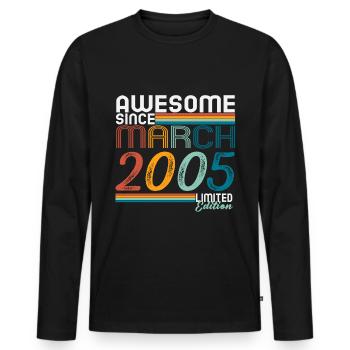 March 2005 Vintage Retro Birthday - Men's Premium Organic Long Sleeve Shirt - black - Front - Nico (187cm)