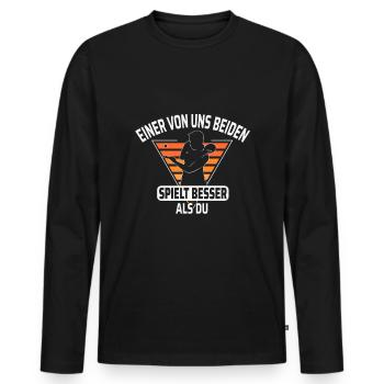 Einer von uns beiden spielt besser als du - Männer Premium Bio Langarmshirt - Schwarz - Vorne - Nico (187cm)
