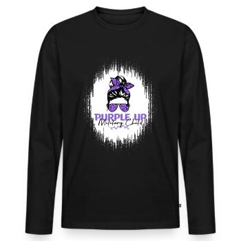 Purple Up pour les enfants militaires Filles Purple Uppurple - T-shirt manches longues Premium bio Homme - noir - Devant - Nico (187cm)