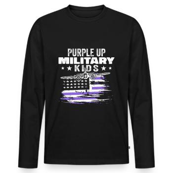 Purple Up pour les enfants militaires - T-shirt manches longues Premium bio Homme - noir - Devant - Nico (187cm)