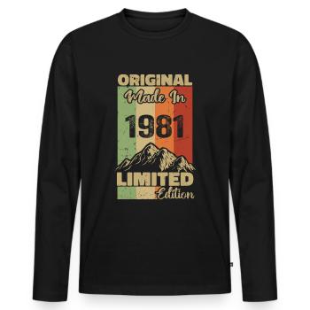 1981 Original - Made in 1981 - Limited Edition - Men's Premium Organic Long Sleeve Shirt - black - Front - Nico (187cm)